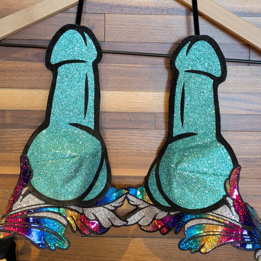 Nimilia Teal Glitter Rainbow Dickini